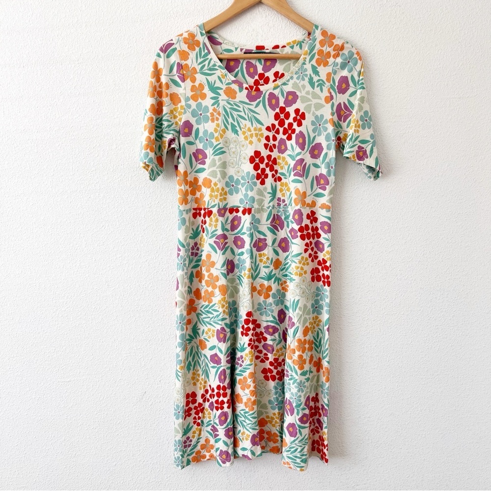 Gudrun Sjödén Floral Printed Boho Scandinavian Stretchy Dress in Multicolor - Picture 2 of 9